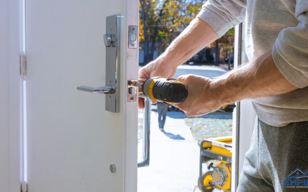 Top window and door installation experts at Empire Home Remodeling working on a project in Milwaukee, WI