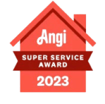 Empire Home Remodeling Angi Super Service Award logo recognizing exceptional customer service and quality home remodeling in Milwaukee, WI